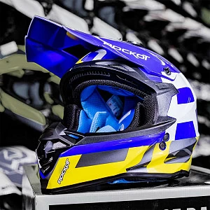 Шлем кроссовый ROCKOT RM-217 Stunt (бел/син/желт глянц, XS)